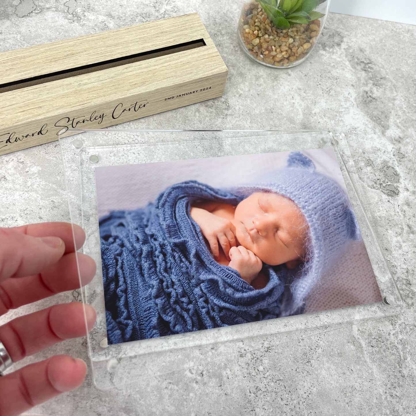 Personalised Baby Wooden Base 6x4" Photo Frame