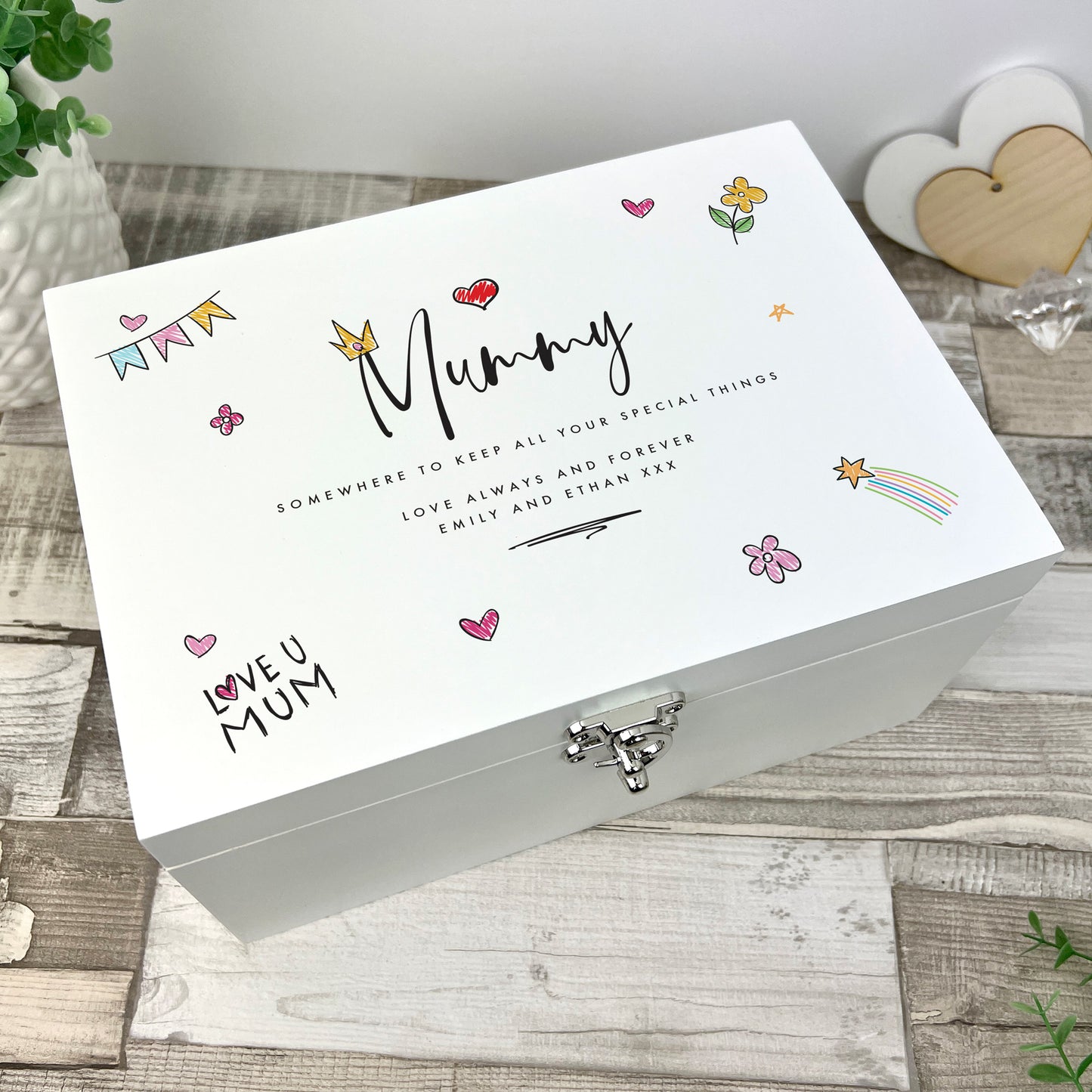 Personalised Mother's Day 'From The Kids' White Luxury Memory Box - 3 Sizes (22cm | 27cm | 30cm)