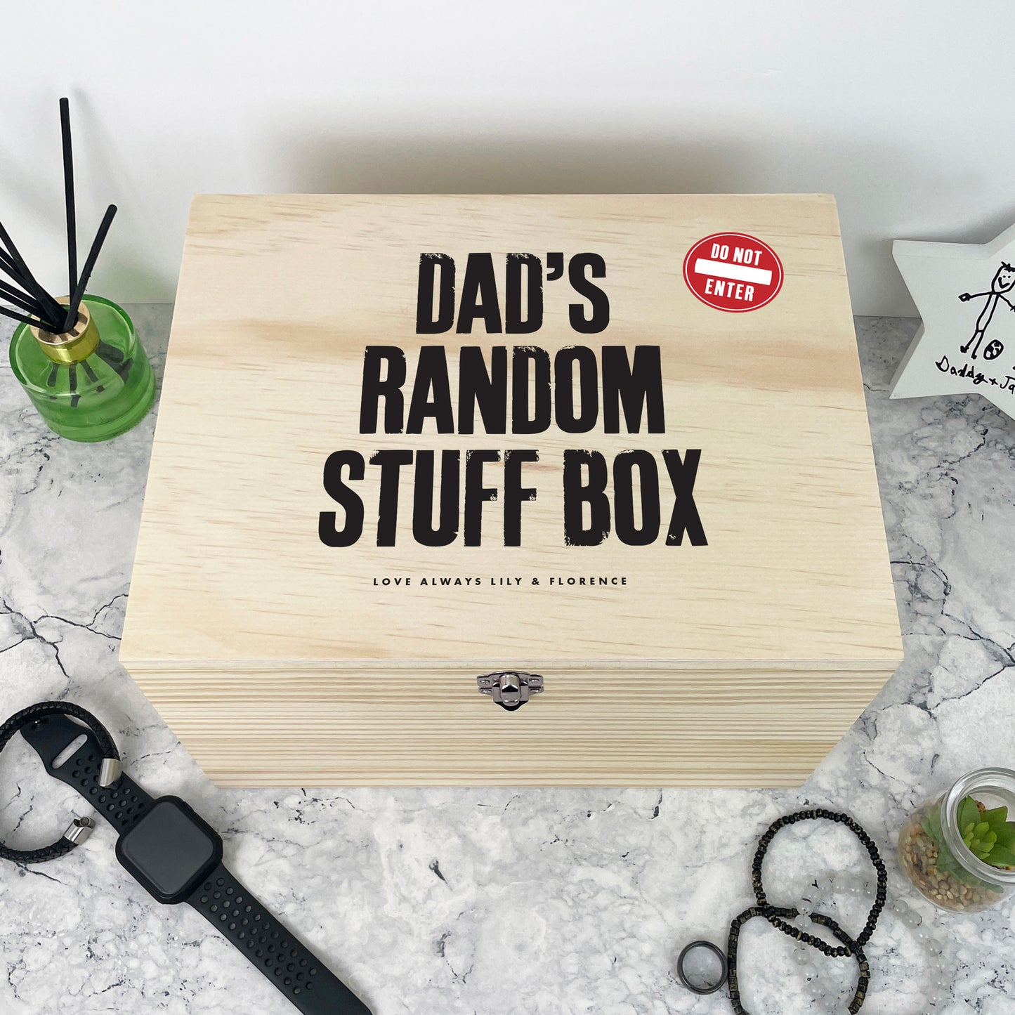 Personalised Random Stuff Box Pine Memory Box - 5 Sizes (16cm | 20cm | 26cm | 30cm | 36cm)