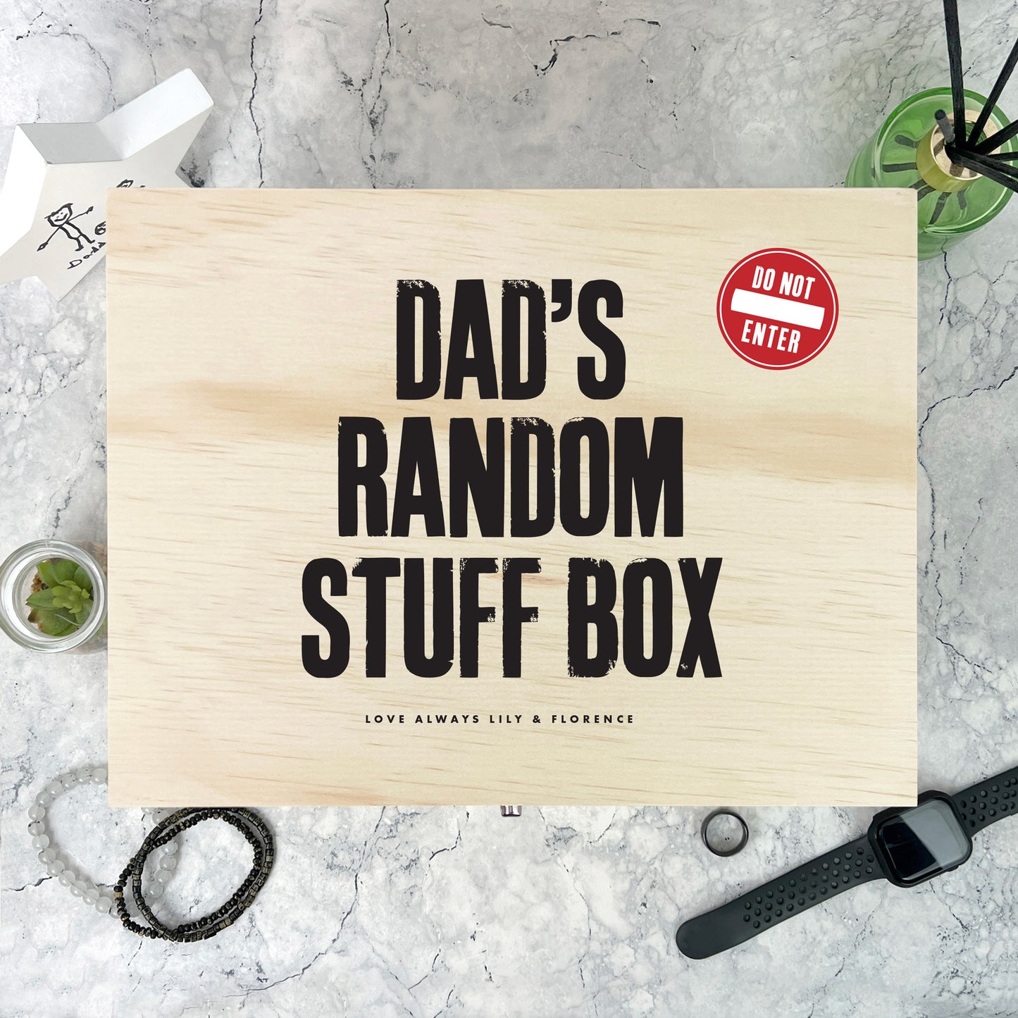 Personalised Random Stuff Box Pine Memory Box - 5 Sizes (16cm | 20cm | 26cm | 30cm | 36cm)