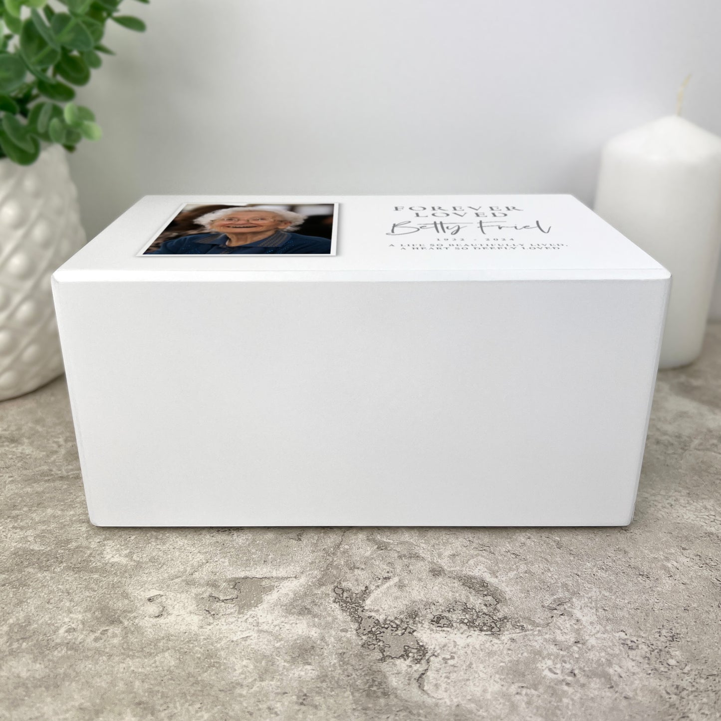 Personalised Forever Loved Photo Large Cremation Urn For Ashes | 1.44 Litres