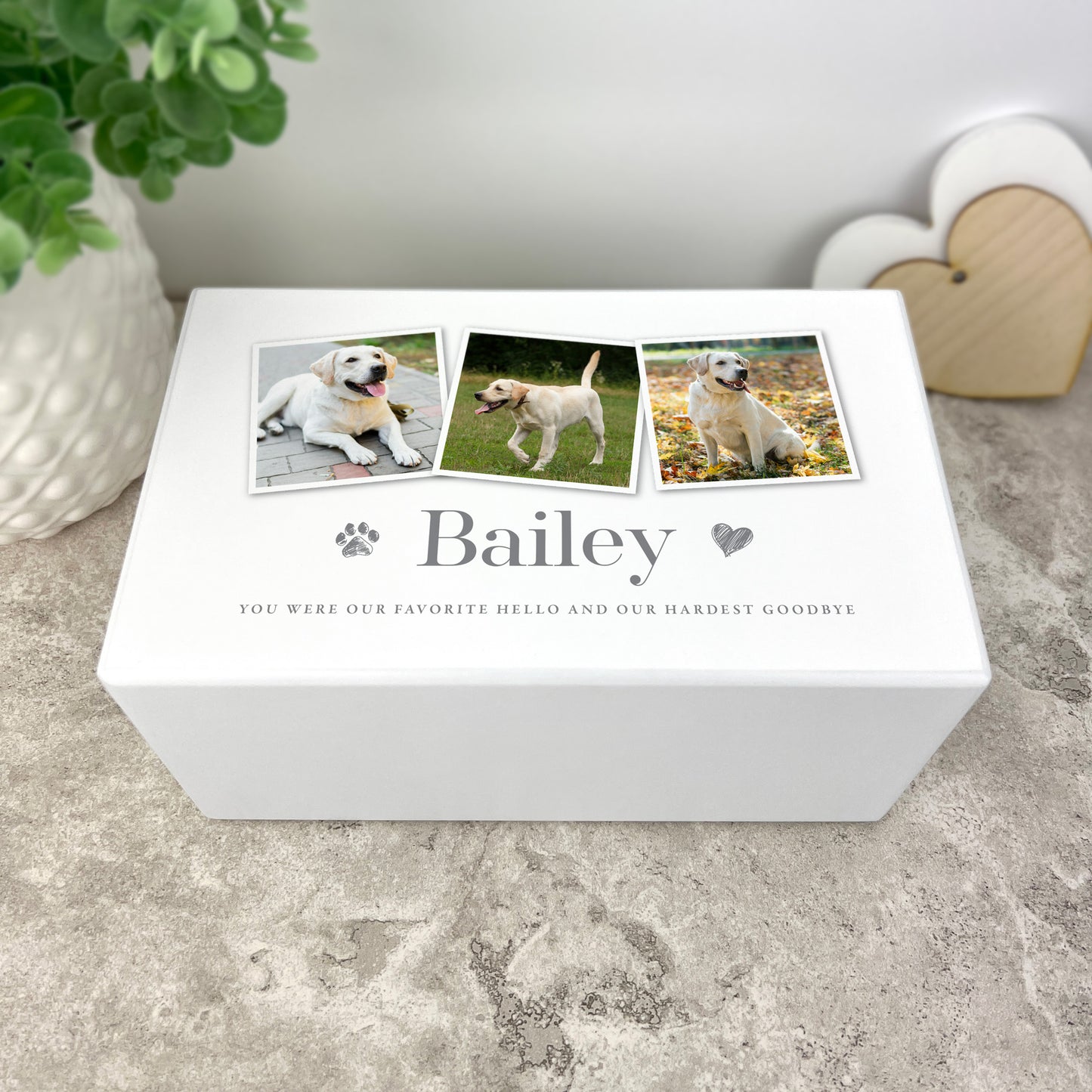 Personalised Any Message Three Photo Large Cremation Urn For Pets Ashes | 1.44 Litres