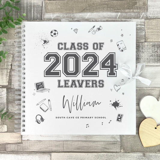 Personalised Doodle 'Class Of 2024' Leavers Scrapbook | Signing Book