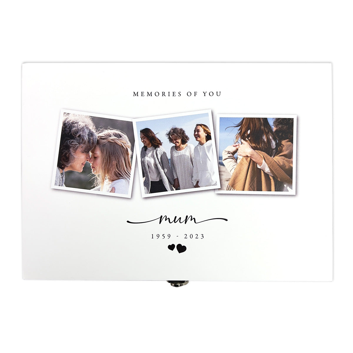 Personalised Luxury White Wooden Memorial Photo Keepsake Memory Box - 3 Sizes (22cm | 27cm | 30cm)