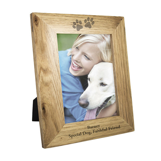 Personalised Paw Prints Photo Frame, Wooden