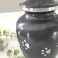 Black/Silver Paw Pet Cremation Urn for Ashes