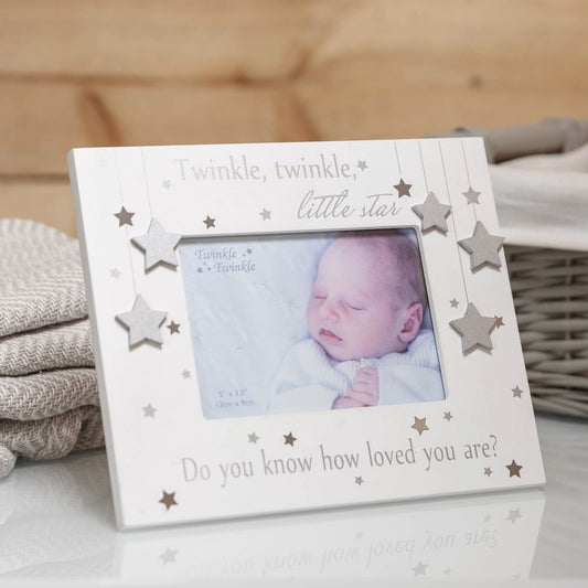 Twinkle Twinkle "Do you know how loved you are" Silver Star Baby Frame