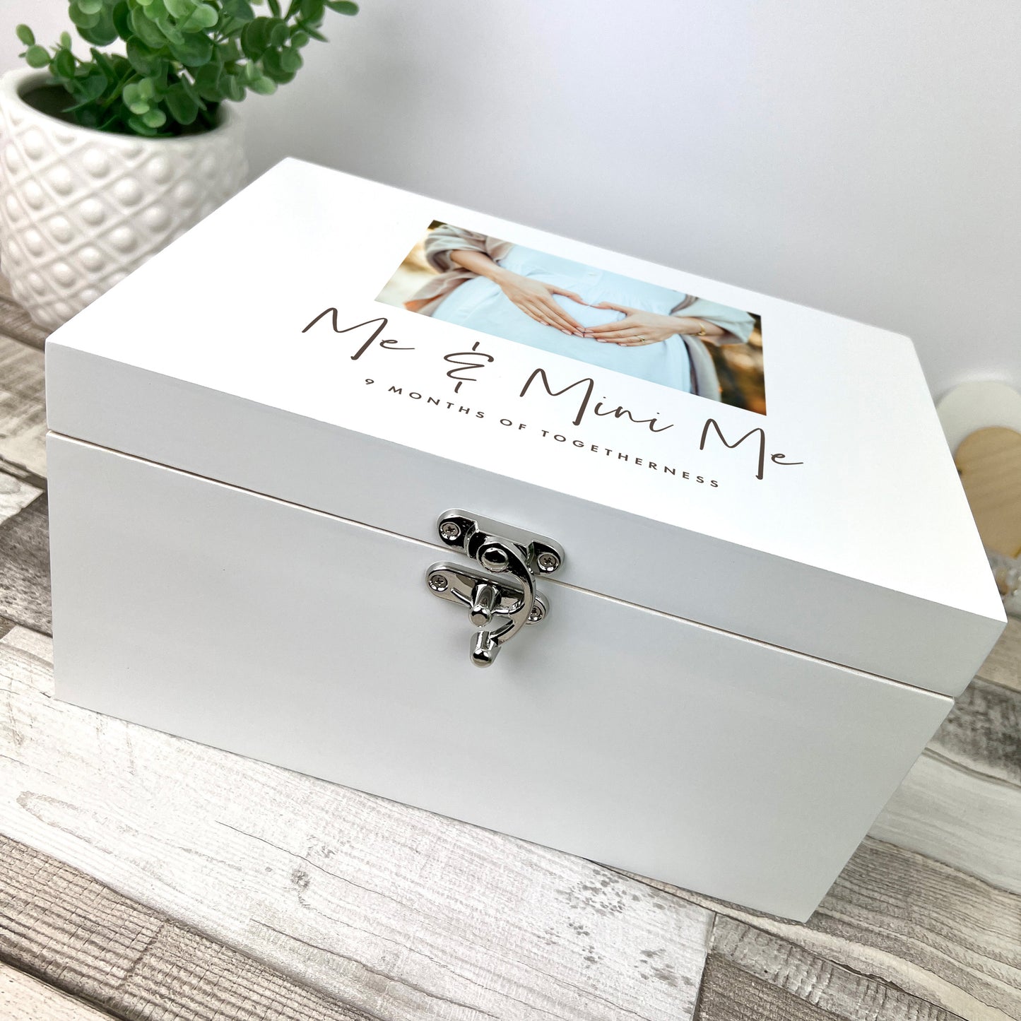 Personalised Expectant Mum Photo White Luxury Memory Box - 3 Sizes (22cm | 27cm | 30cm)