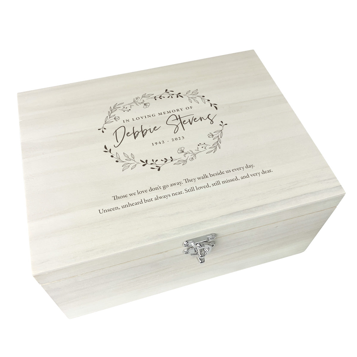 Personalised Luxury 34cm Wooden Wreath Keepsake Memory Box