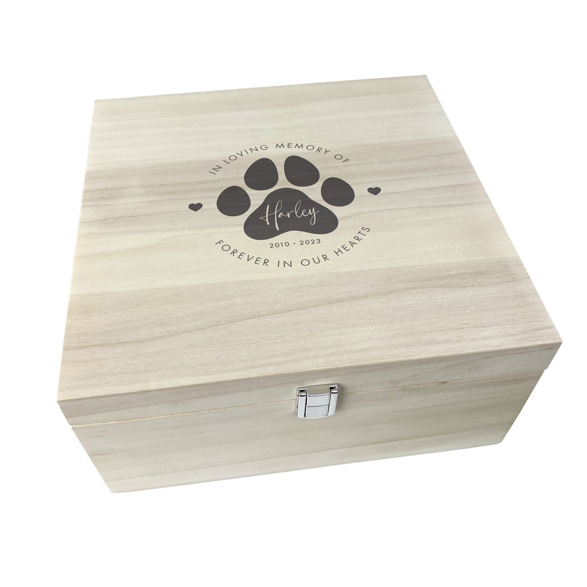 Personalised Wooden Square 28cm Pet Name Memorial Memory Box