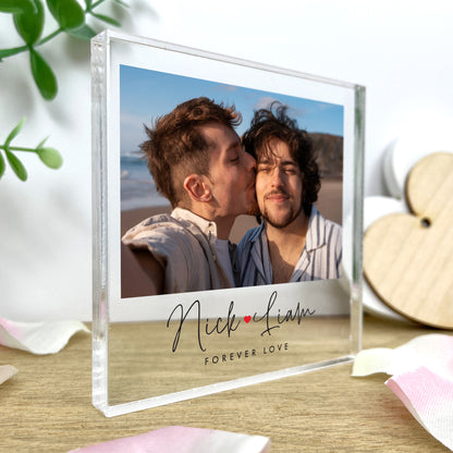 Personalised Couples Photo Crystal Token | Acrylic Block