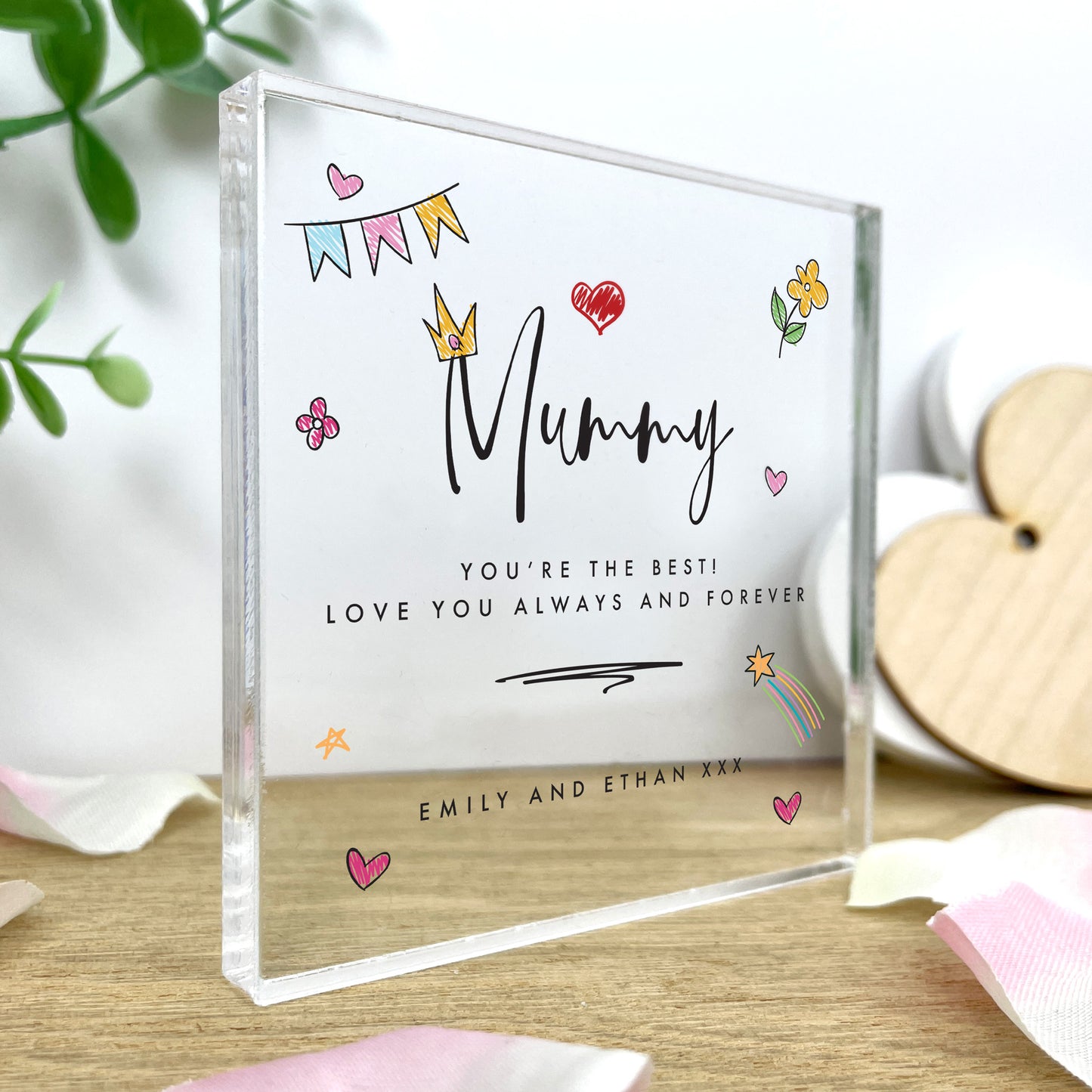 Personalised 'From The Kids' Crystal Token | Acrylic Block