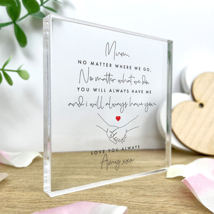 Personalised 'You'll Always Have Me' Verse Crystal Token | Acrylic Block