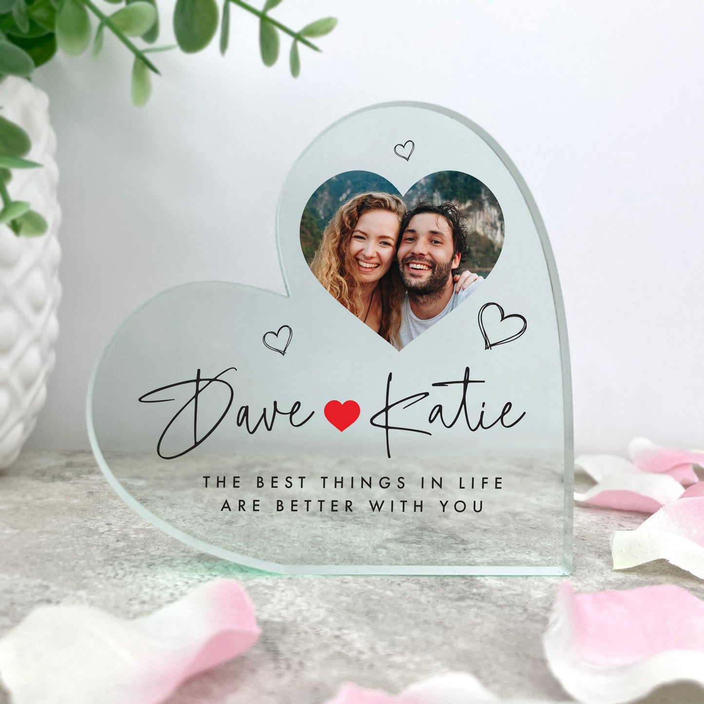 Personalised Couples Photo Freestanding Acrylic Heart
