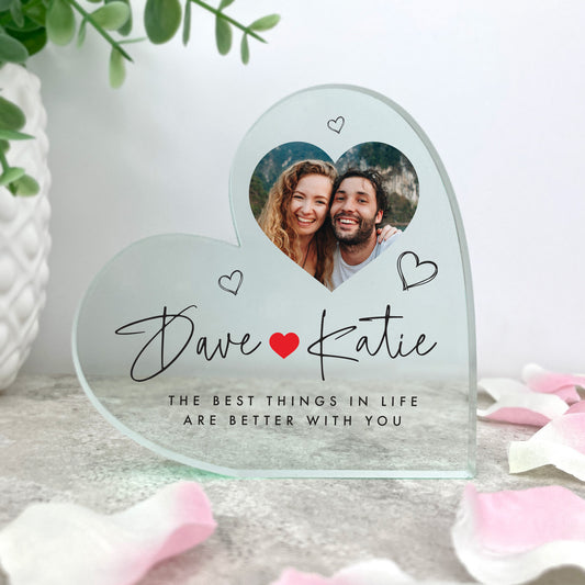 Personalised Couples Photo Freestanding Acrylic Heart