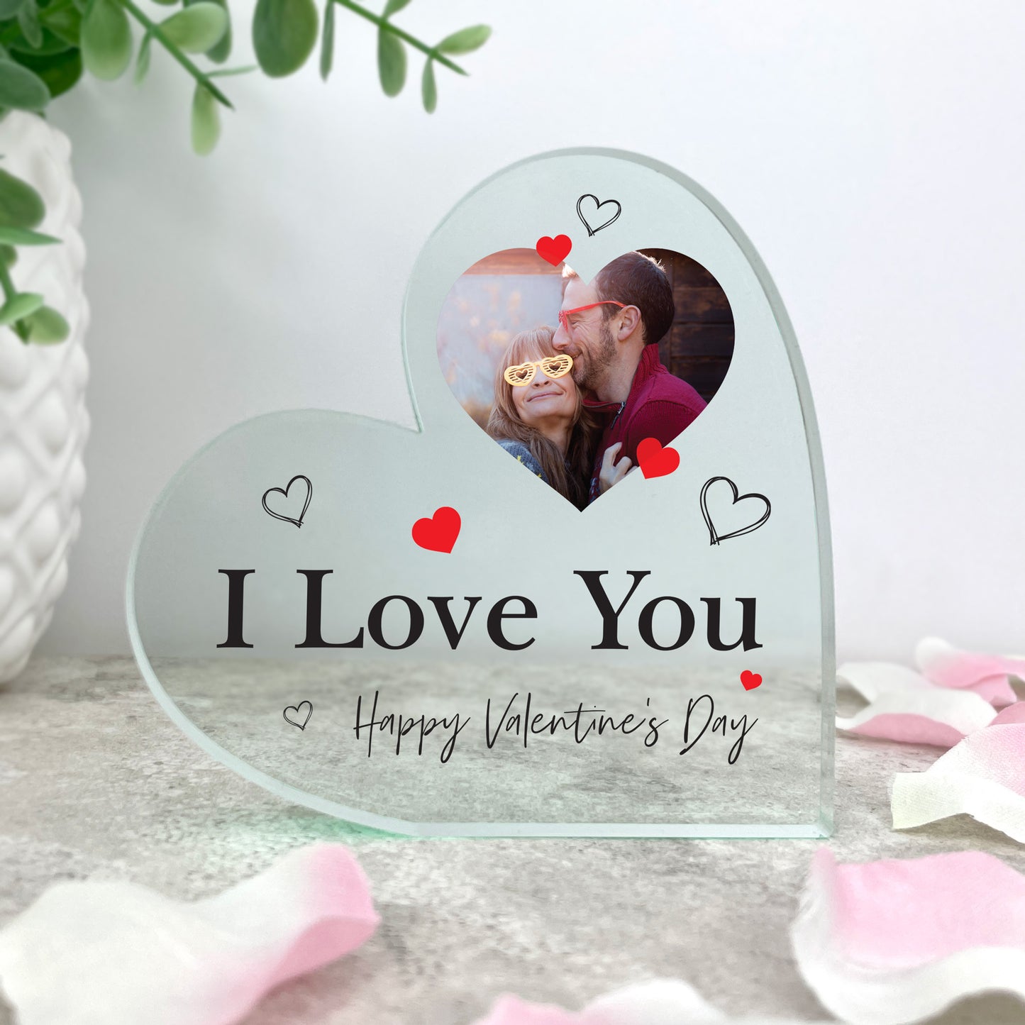 Personalised Any Message Photo Freestanding Acrylic Heart