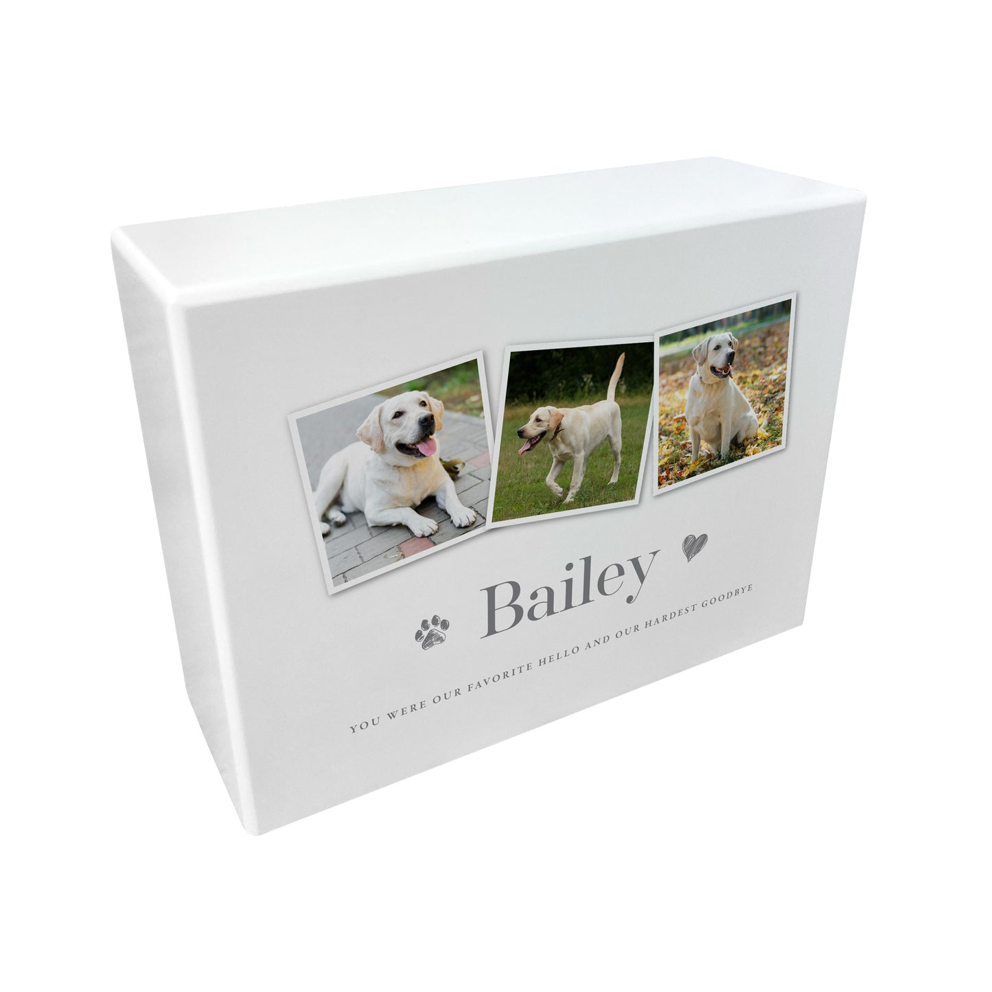 Personalised Any Message Three Photo Cremation Urn For Pets Ashes | 1.09 Litres