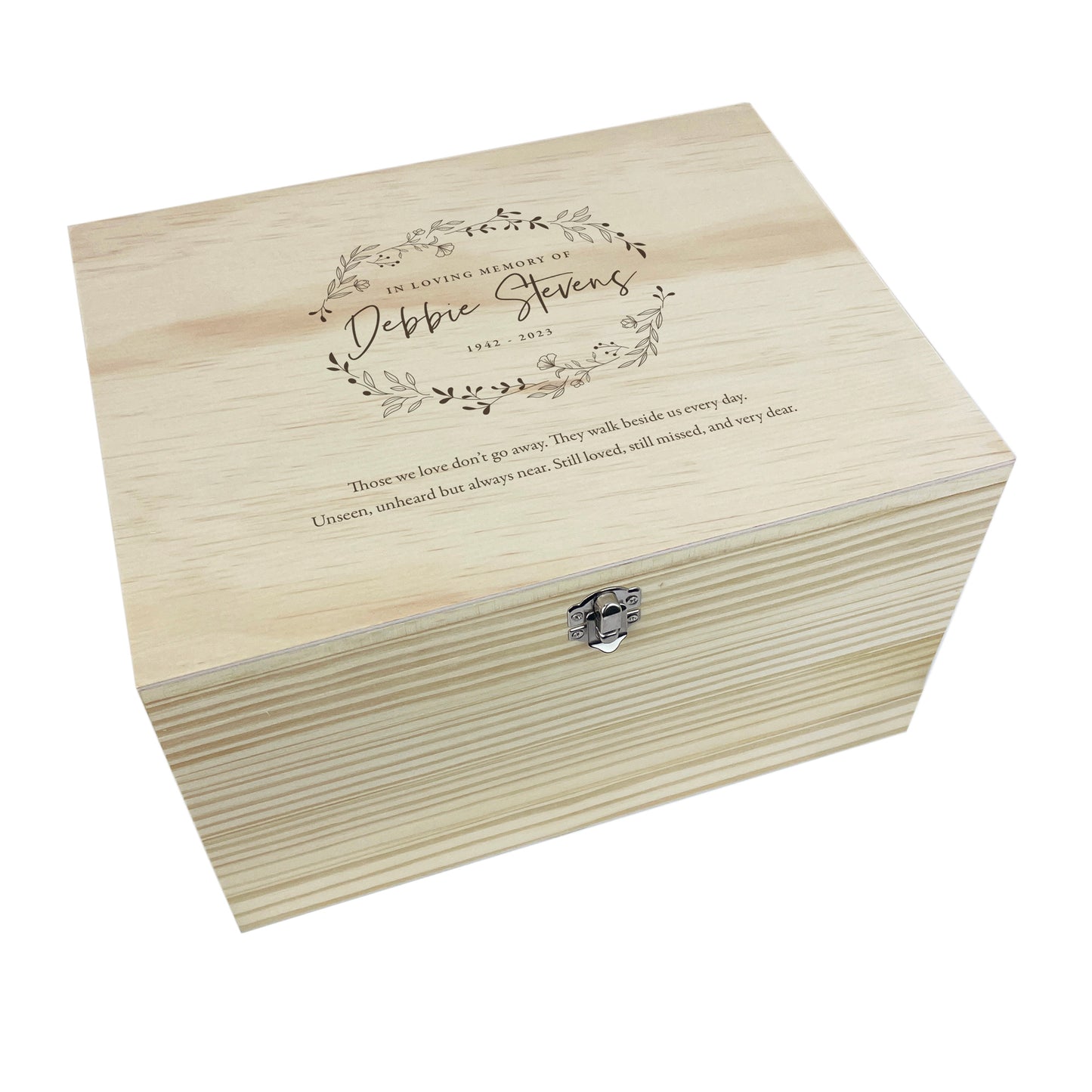 Personalised Pine Wooden Wreath Keepsake Memory Box - 4 Sizes (20cm | 26cm | 30cm | 36cm)