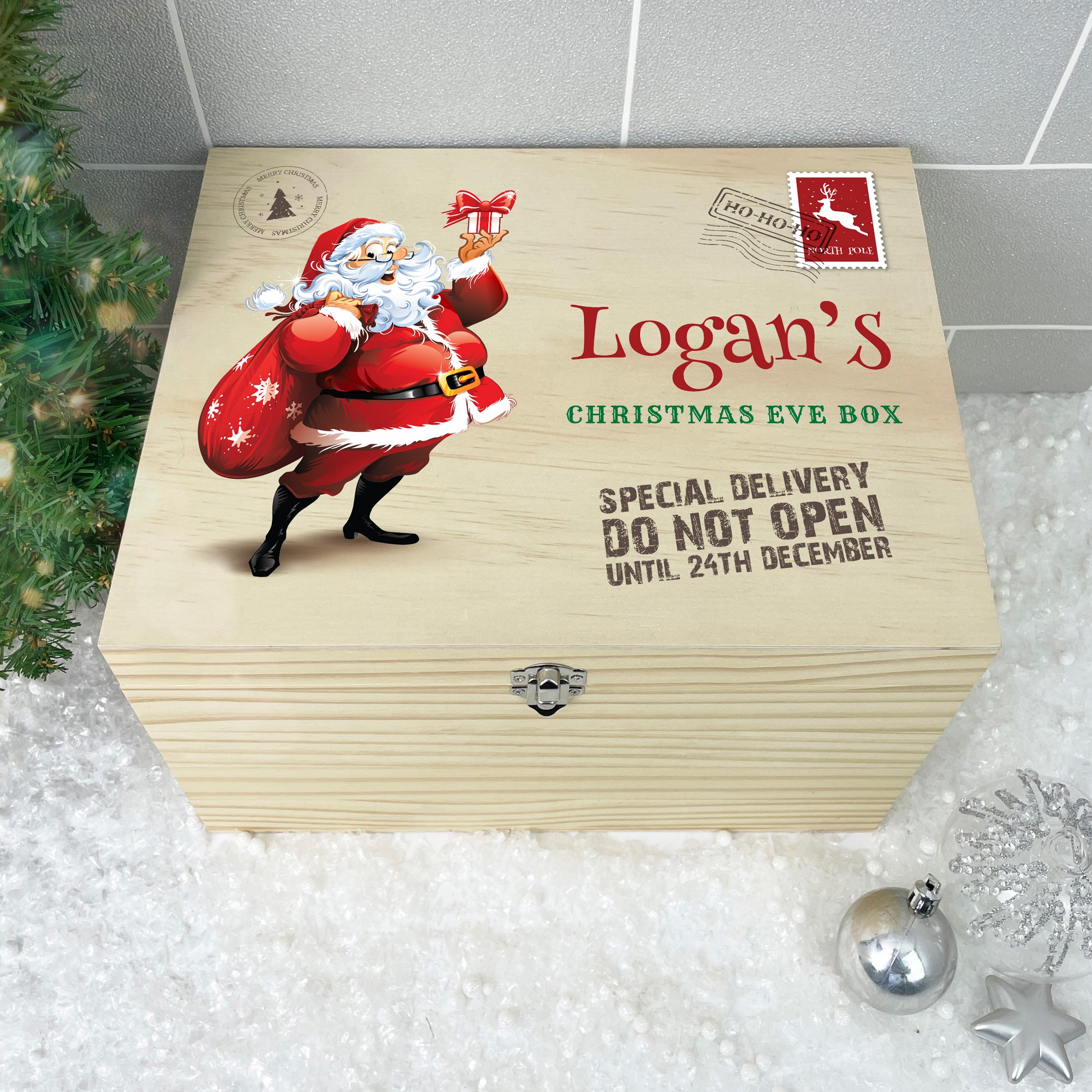 Personalised Cartoon Santa Christmas Eve Box 5 Sizes 16cm 20cm The Lovely Keepsake Company