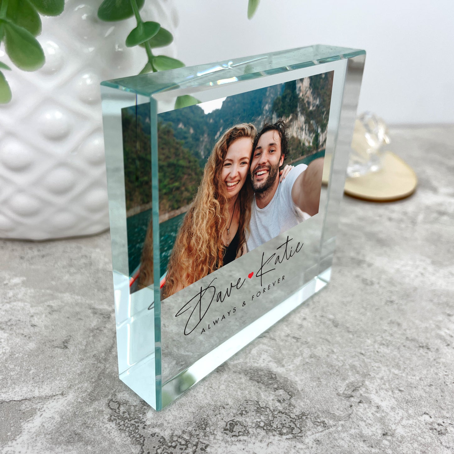 Personalised Couples Photo Crystal Token | Acrylic Block