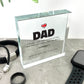 Personalised Free Text Red Heart Father's Day Crystal Token | Acrylic Block