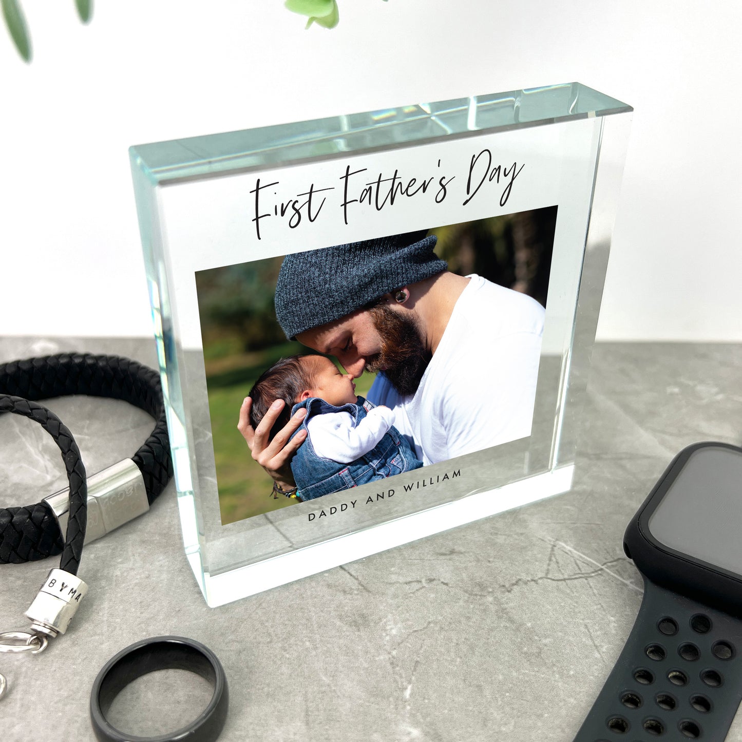 Personalised First Father's Day Photo Crystal Token | Acrylic Block
