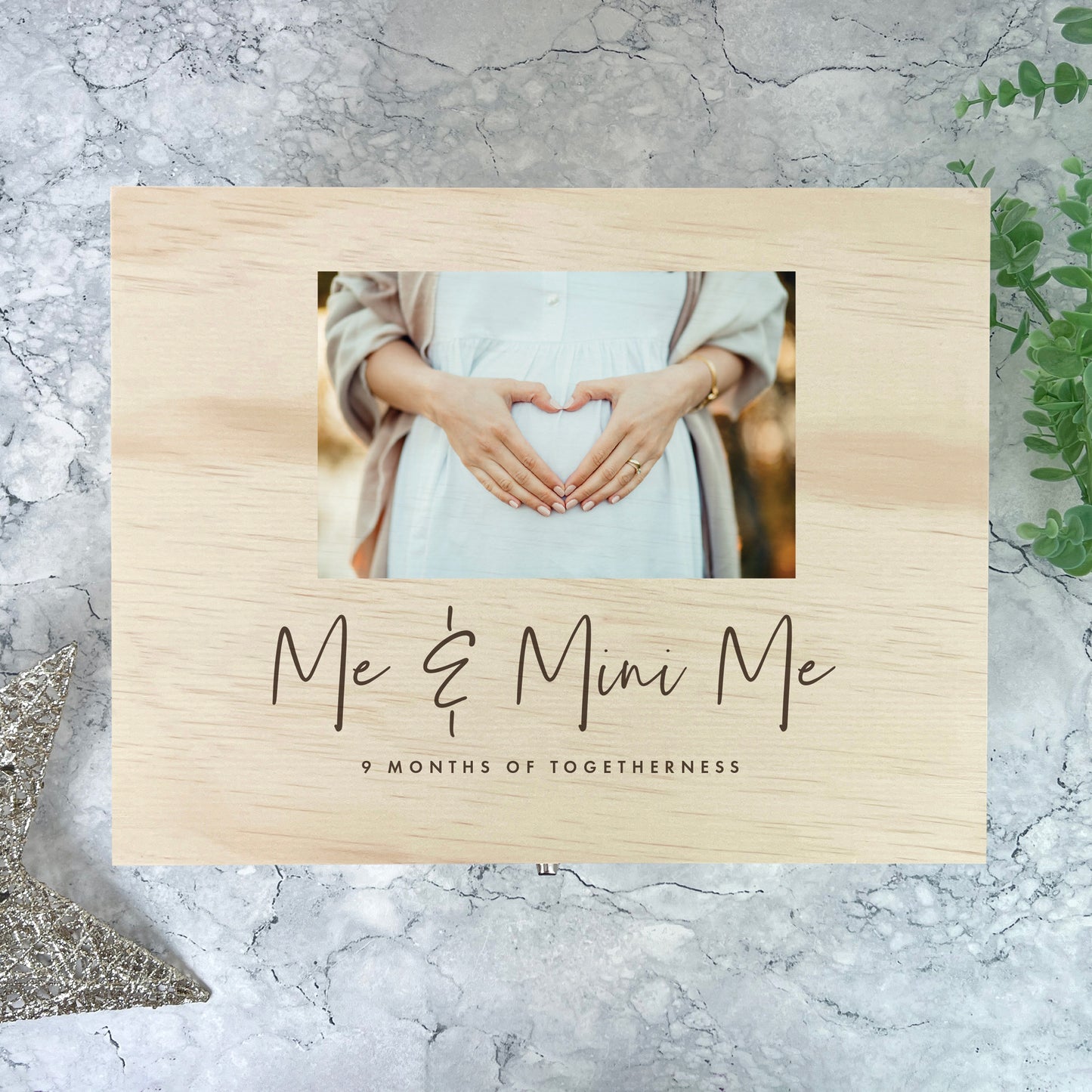 Personalised Expectant Mum Photo Pine Memory Box - 5 Sizes (16cm | 20cm | 26cm | 30cm | 36cm)
