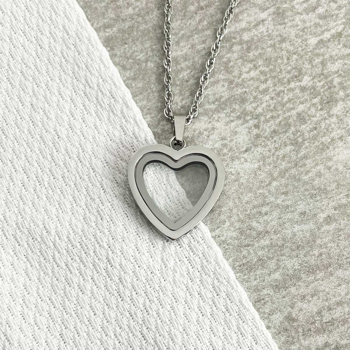 Heart Window Cremation Ashes Urn Necklace