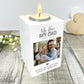 Personalised Memorial Bold Text White Wooden Photo Tea Light Holder