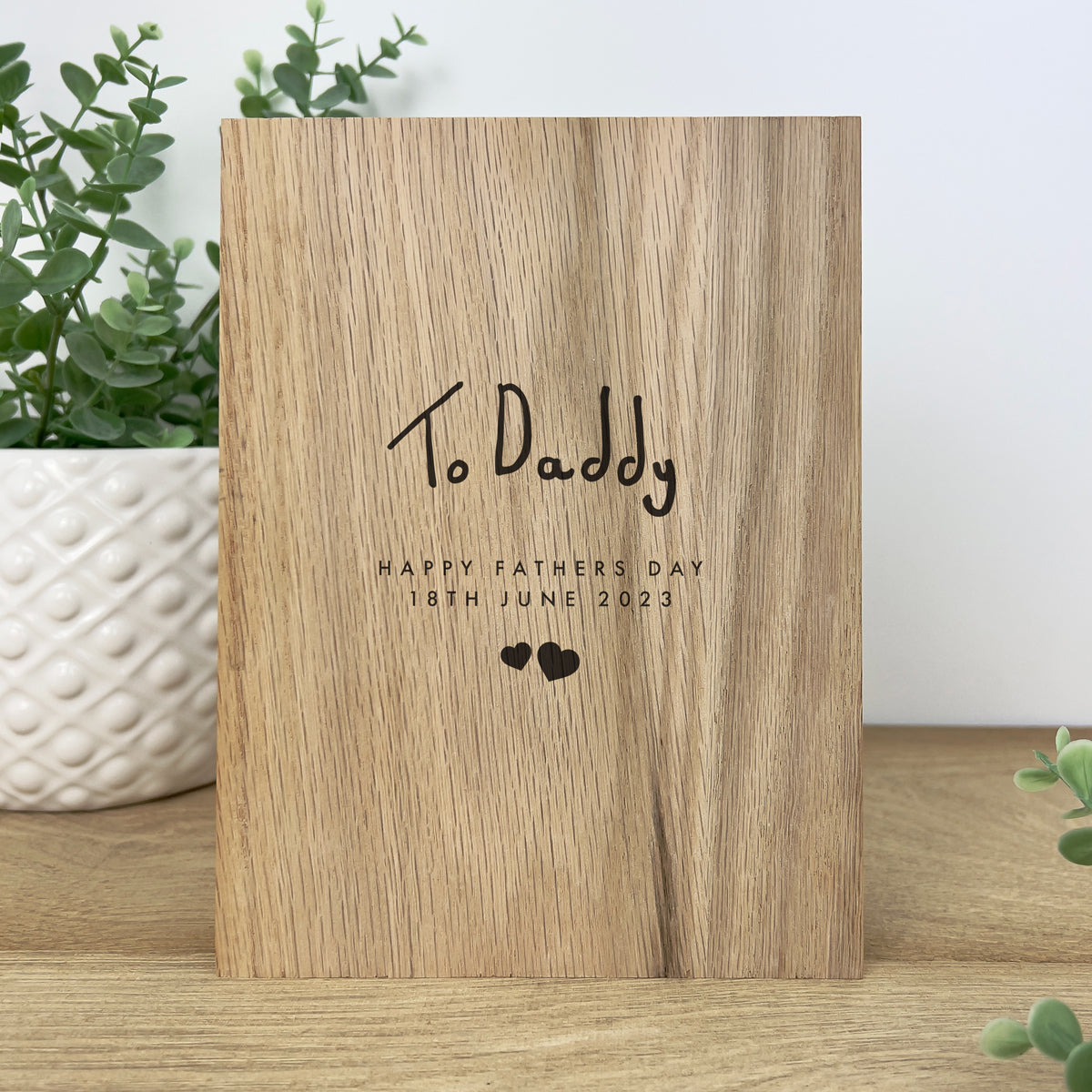 Personalised Solid Oak Happy Father's Day Handwriting Book Photo Frame