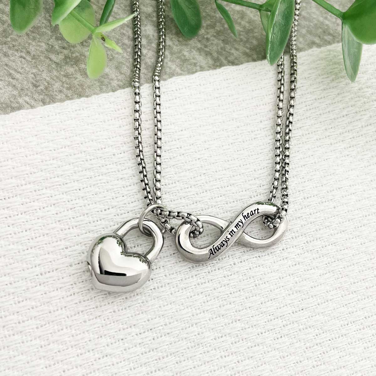 Customized Infinity Necklace with Heart Personalized Name Necklace 925