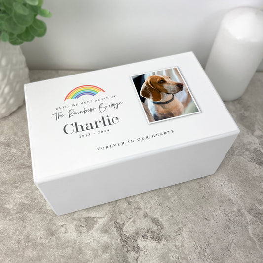 Personalised Until We Meet Again Rainbow Bridge Photo Large Cremation Urn For Pets Ashes | 1.44 Litres