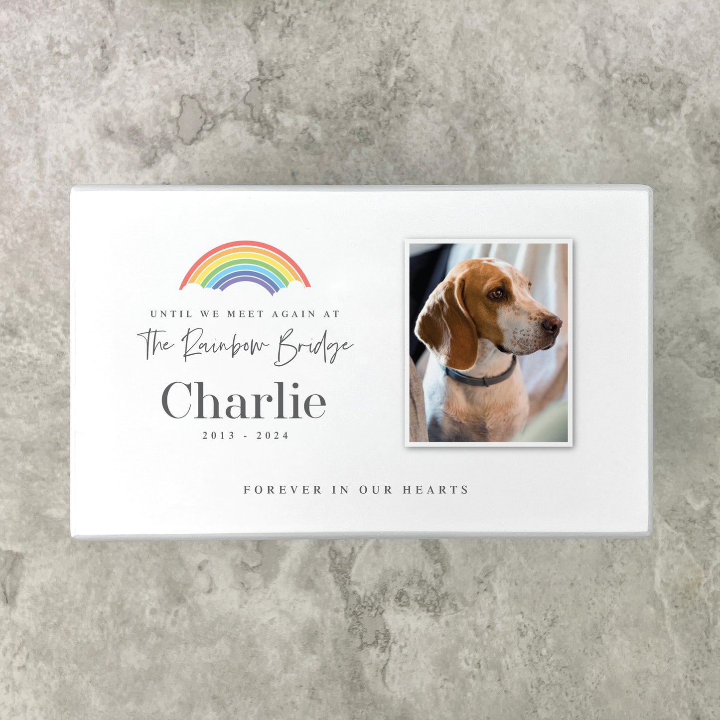 Personalised Until We Meet Again Rainbow Bridge Photo Large Cremation Urn For Pets Ashes | 1.44 Litres