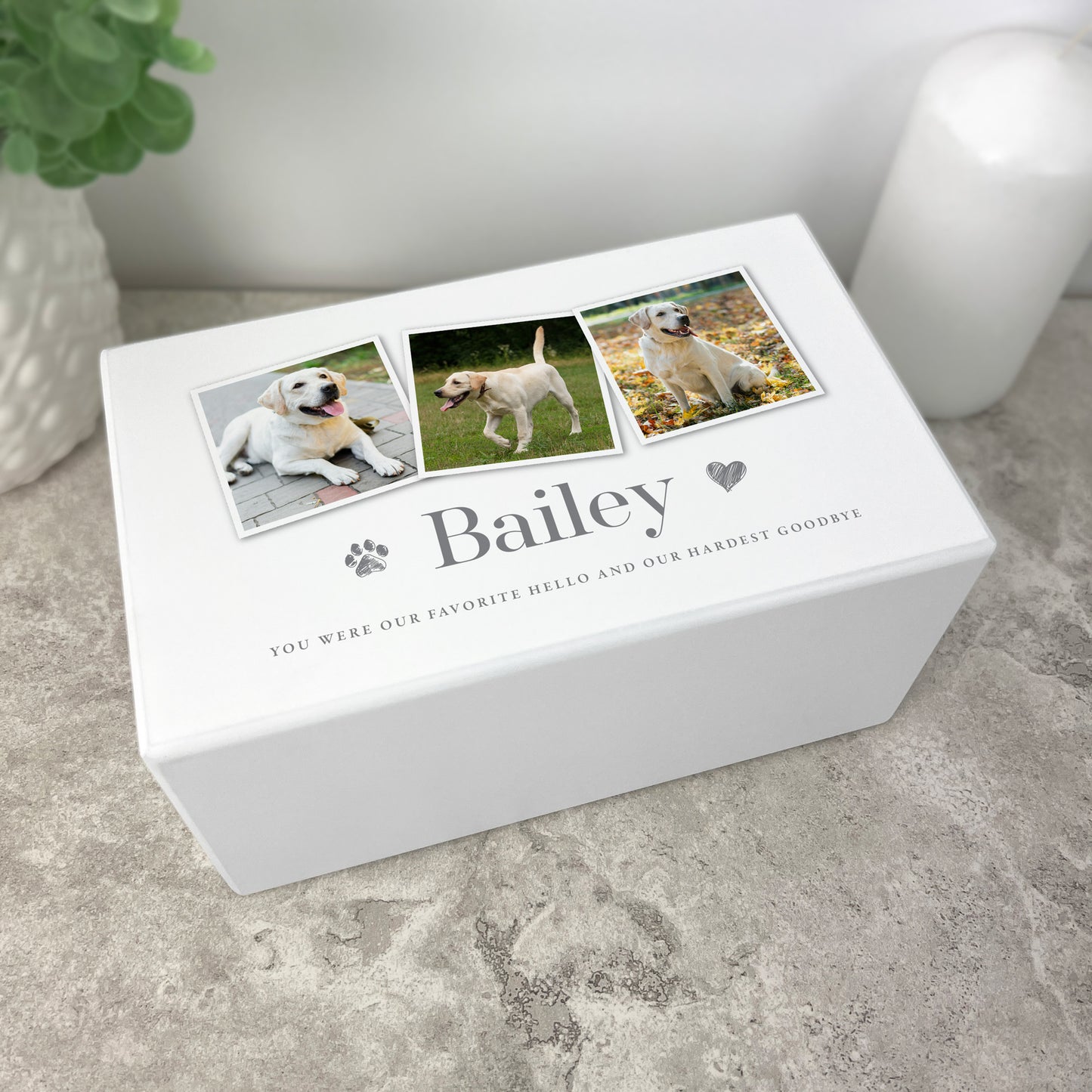 Personalised Any Message Three Photo Large Cremation Urn For Pets Ashes | 1.44 Litres