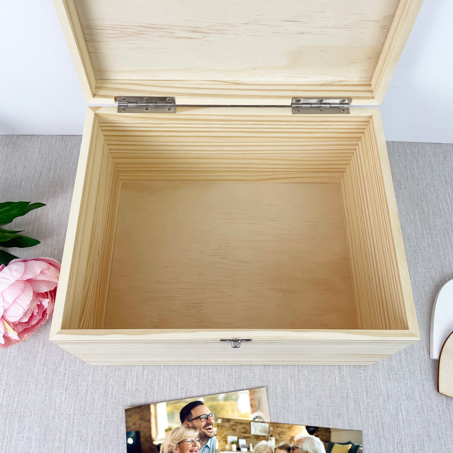 Personalised Pine Lily Photo Memory Box - 4 Sizes (20cm | 26cm | 30cm | 36cm)