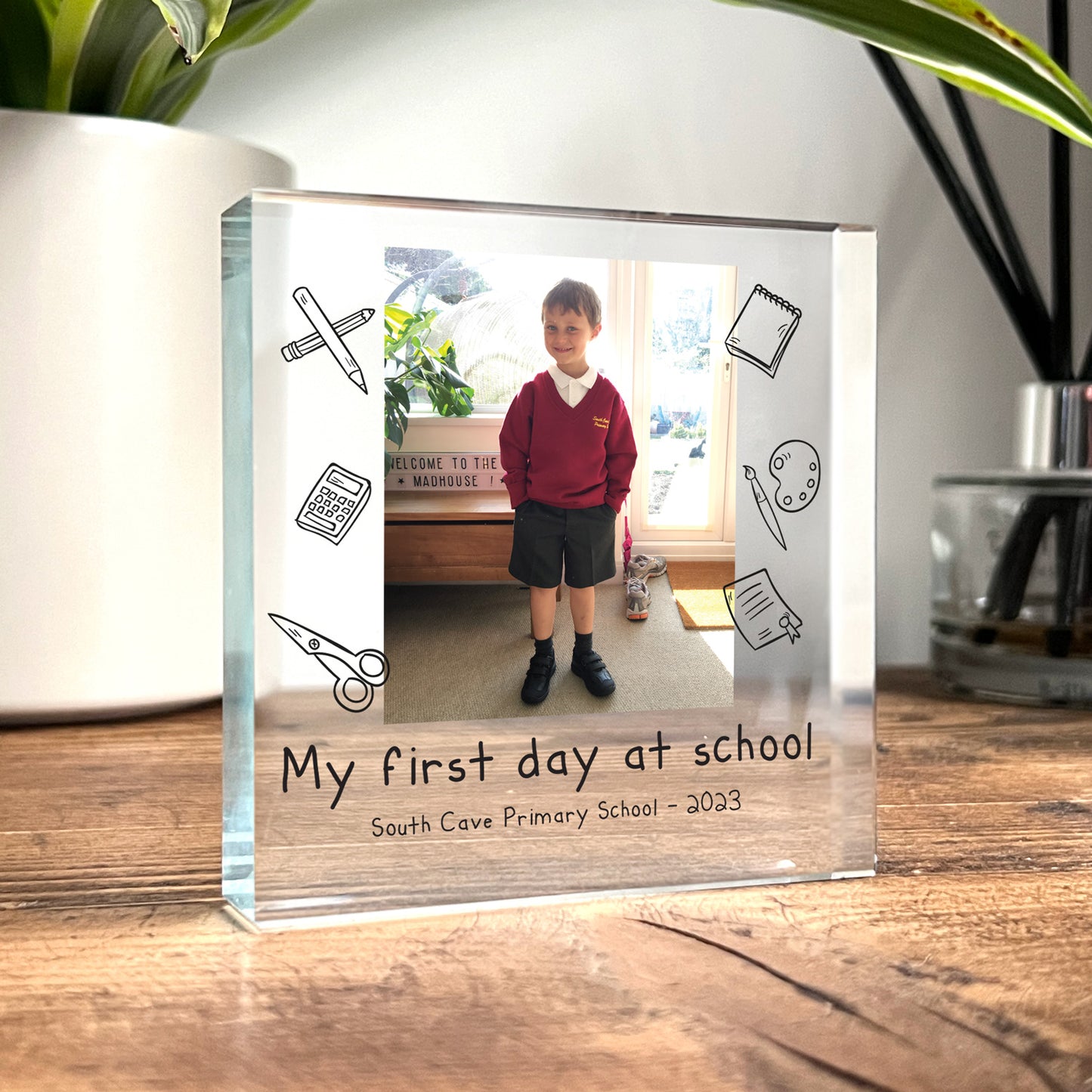 Personalised My First Day At School Photo Freestanding Acrylic Block - 2 Designs