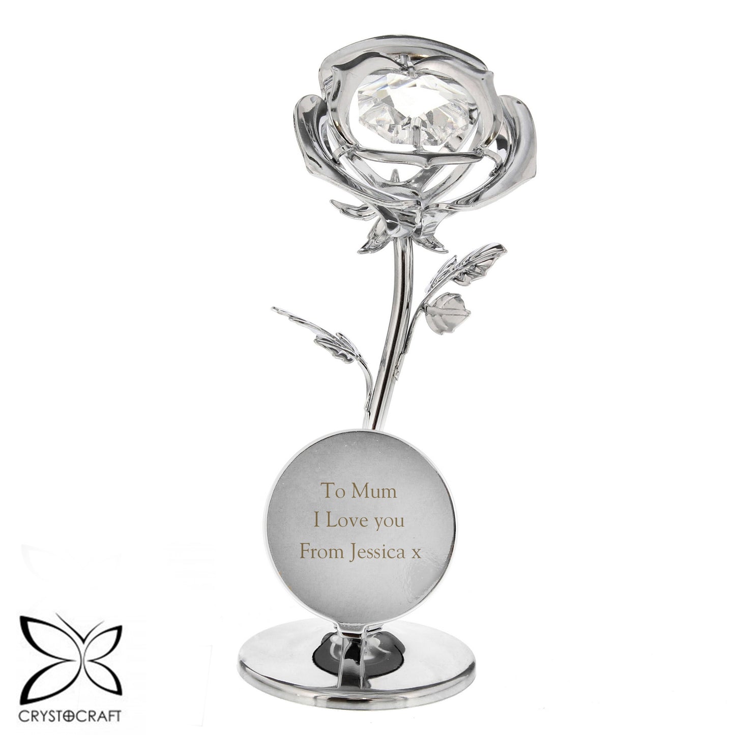 Personalised Free Text Crystocraft Rose Ornament - Crystals From SWAROVSKI®
