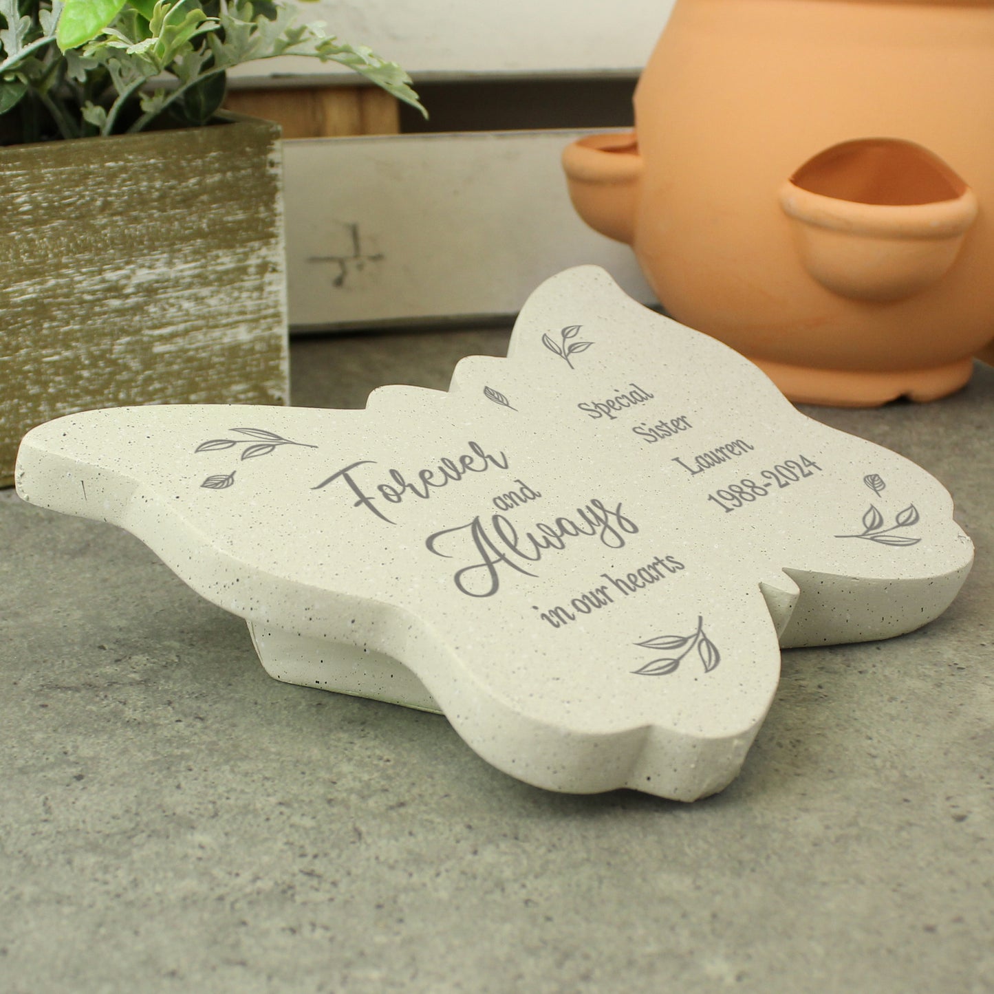Personalised Memorial Butterfly Grave Marker - Forever and Always