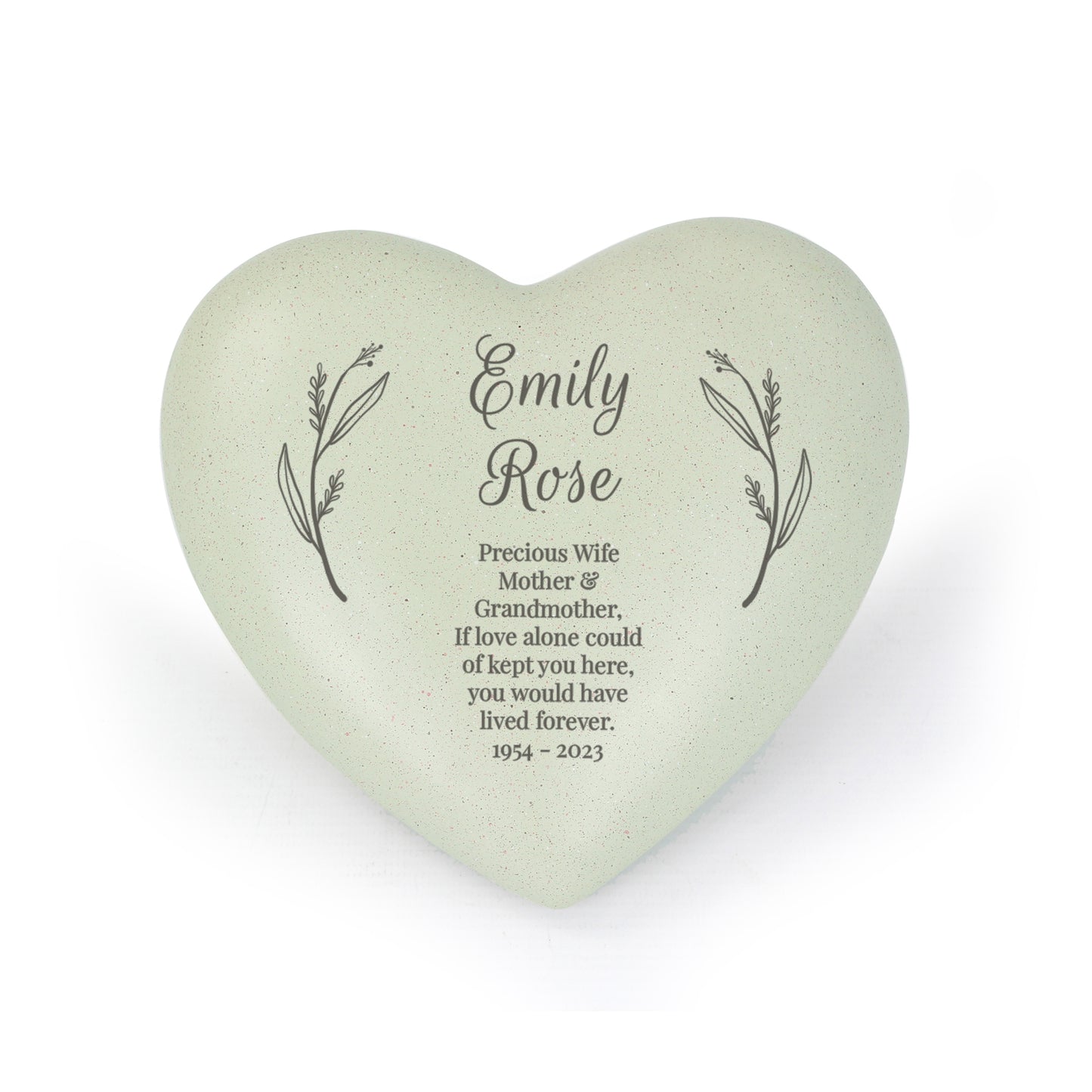 Personalised Free Text Heart Shaped Memorial Grave Marker