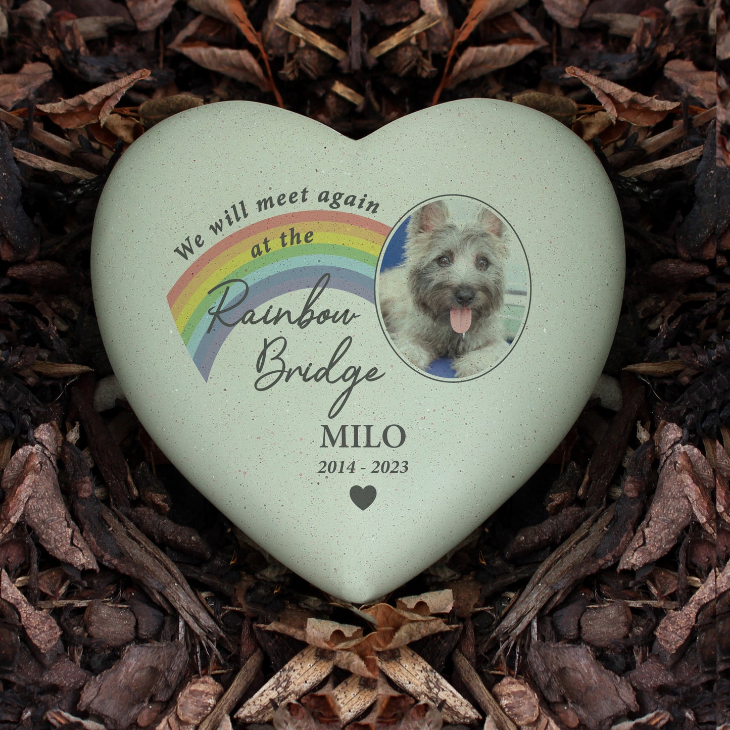 Personalised Pet Rainbow Bridge Photo Upload Memorial Resin Heart