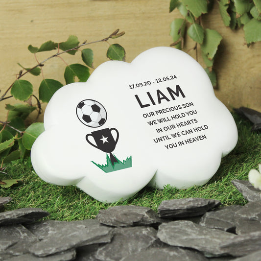 Personalised Football with Trophy Resin Memorial Cloud
