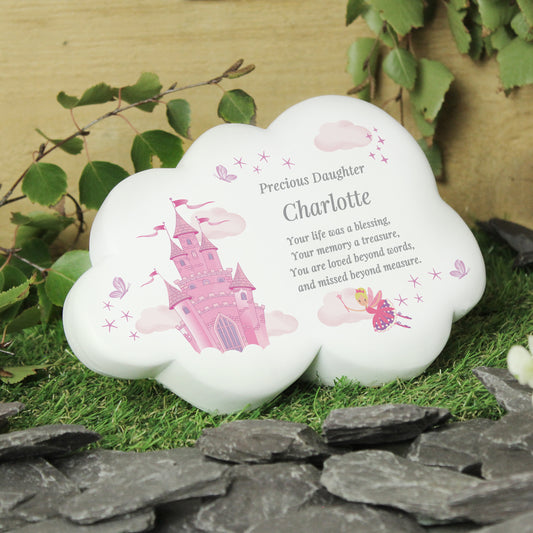 Personalised Pink Fairy Castle Resin Memorial Cloud