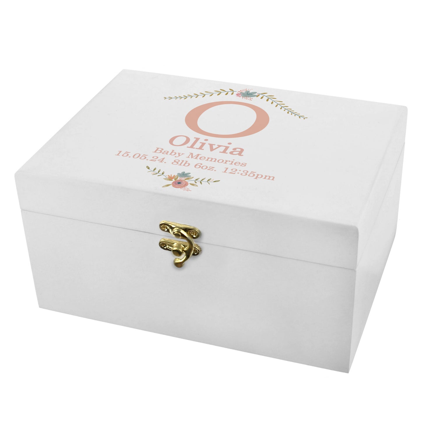 White Wooden Keepsake Box Personalised with Initial & Name