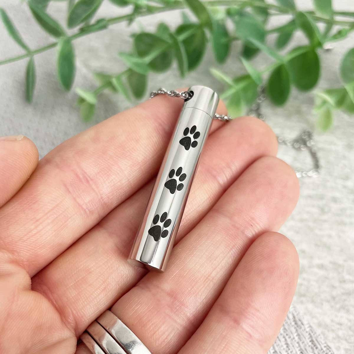 Angel Wings Paw - Stainless Steel Pet Cremation Ashes Memorial Urn Pendant