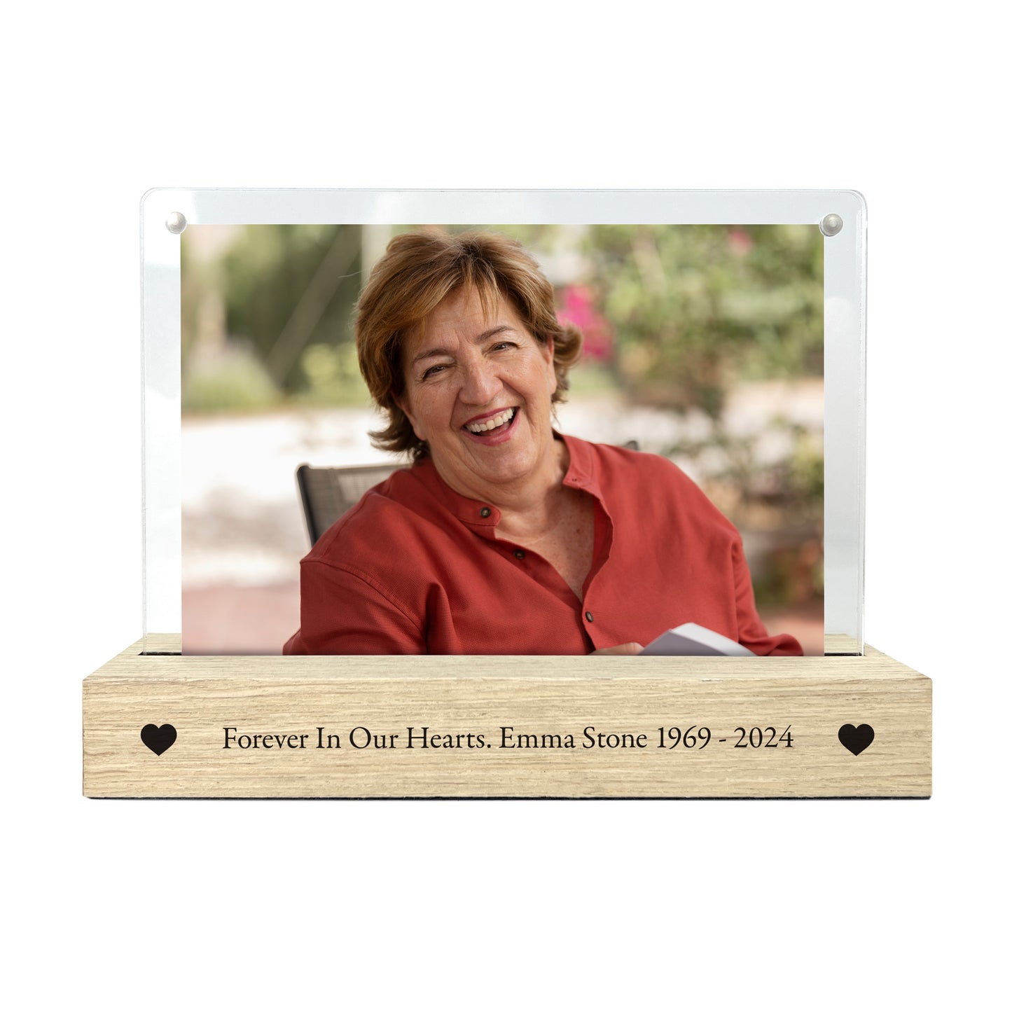Personalised Any Occasion Hearts Wooden Base 6x4" Photo Frame