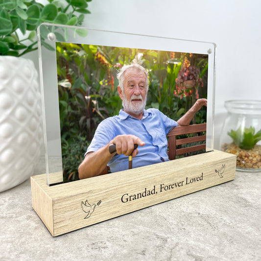 Personalised Memorial Doves Wooden Base 6x4" Photo Frame