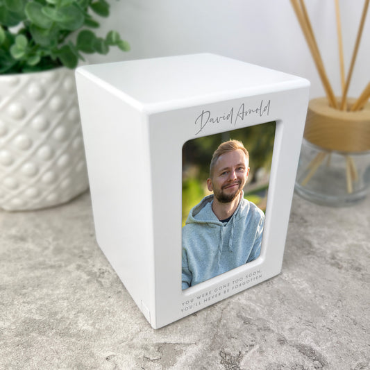 Personalised Cremation Urn For Ashes Holds 9.5cm x 6cm Photo Portrait | 0.51 Litres