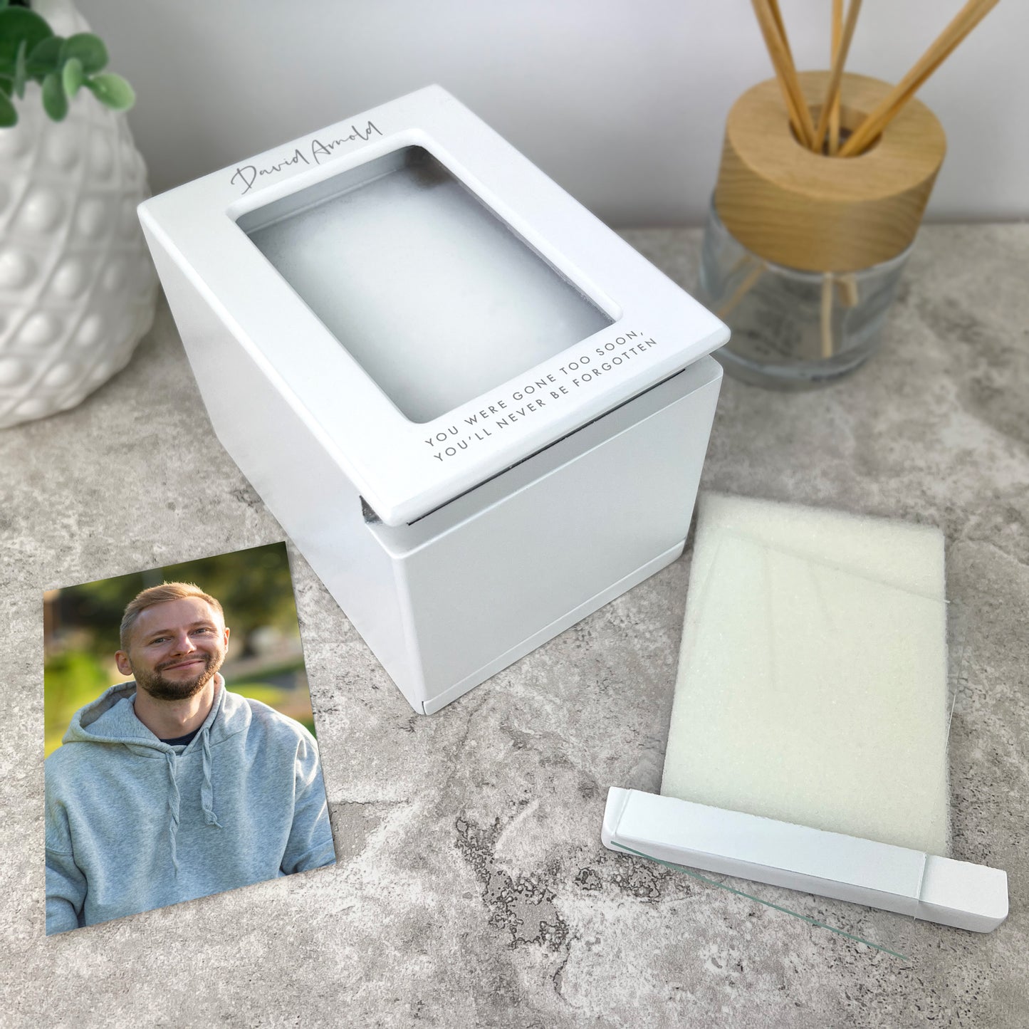 Personalised Cremation Urn For Ashes Holds 9.5cm x 6cm Photo Portrait | 0.51 Litres