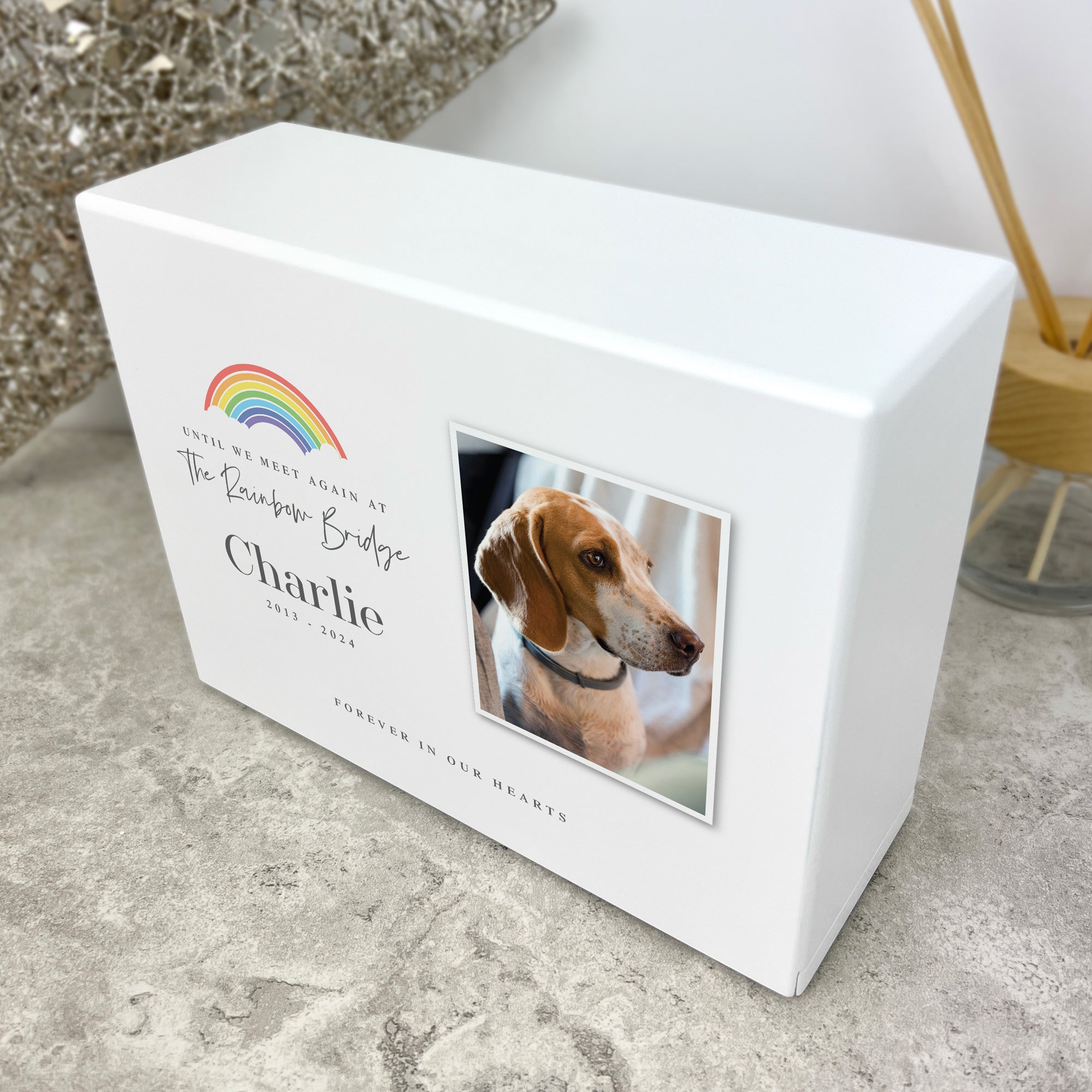 Personalised Until We Meet Again Rainbow Bridge Photo Cremation Urn Fo The Lovely Keepsake Company