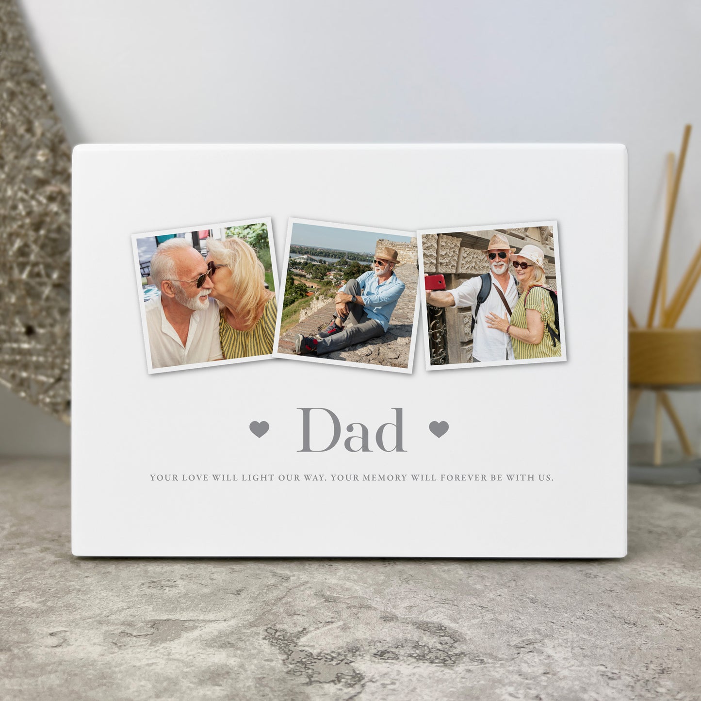Personalised Three Photo Cremation Urn For Ashes | 1.09 Litres